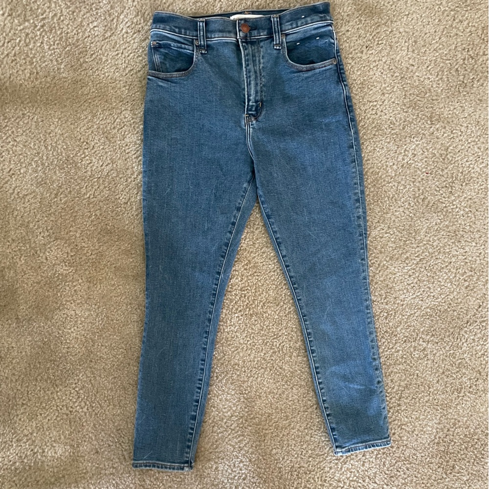 Abercrombie & Fitch Denim Blue Jean super Skinny Ankle High Rise Sz 2 Short / 26